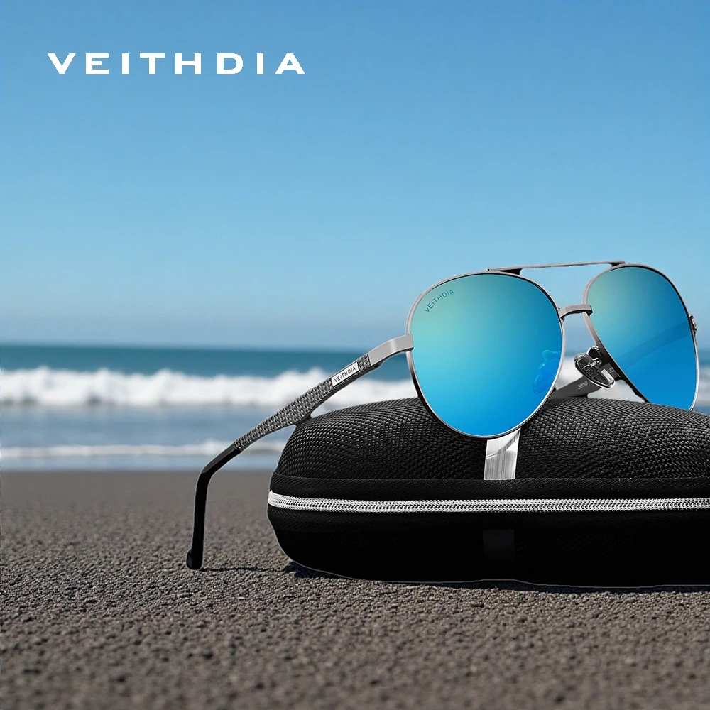 Sunglasses Aviator Polarized - VEITHDIA Kacamata Hitam Pilot Bingkai Aluminium