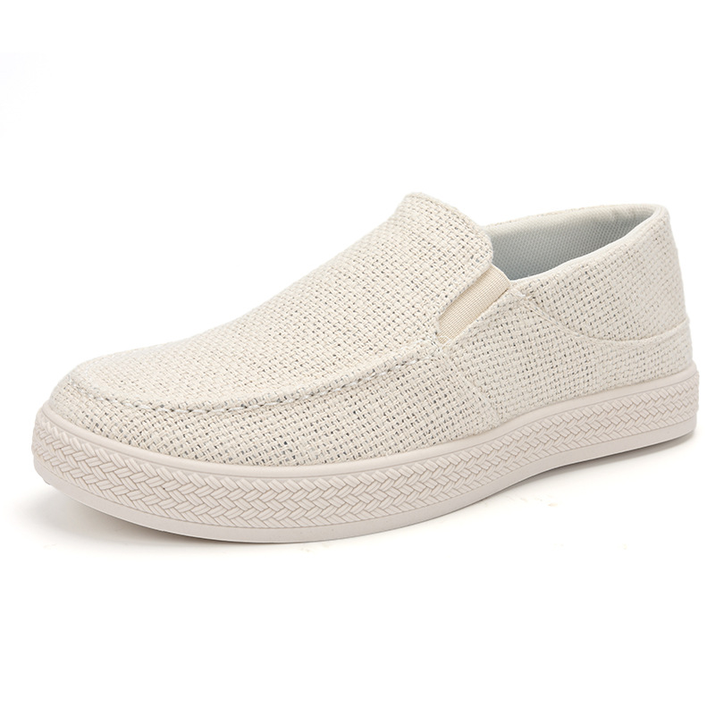 Espadrille Slip On - Sepatu Loafer Pria Bahan Linen, Bagian