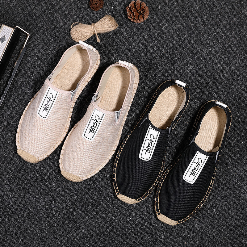 Espadrille Slip On - Sepatu Kasual Pria Linen, Loafer, Sepatu