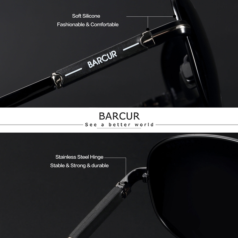 BARCUR Terpolarisasi Pria Kaca - Sunglasses Aviator Polarized ulasan dan harga