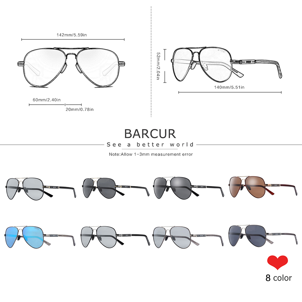 BARCUR Terpolarisasi Pria Kaca - Sunglasses Aviator Polarized ulasan dan harga